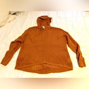 Forever 21 crochet hooded pullover size large, rusty coral B